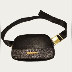 Joy Couture Sleek Silhouette Leather Sparkle Waist/Sling Bag EUC